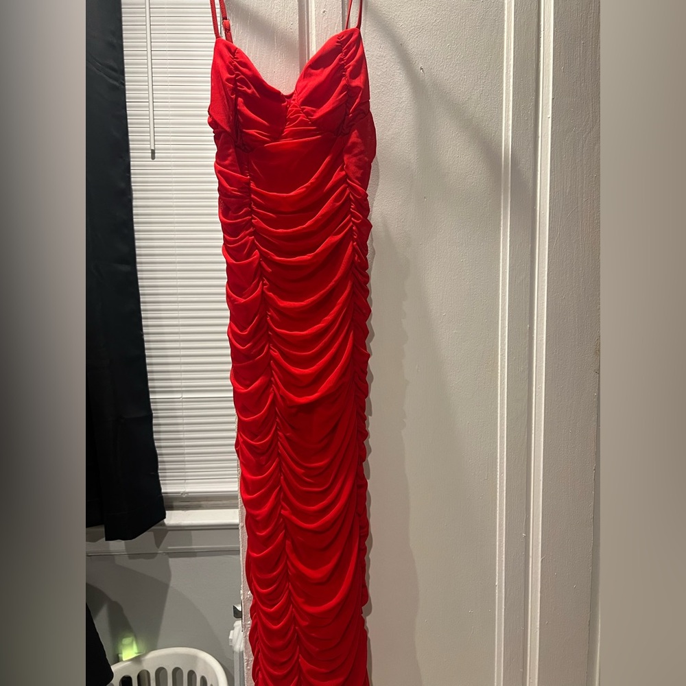 Elegant Red Ruched Dress